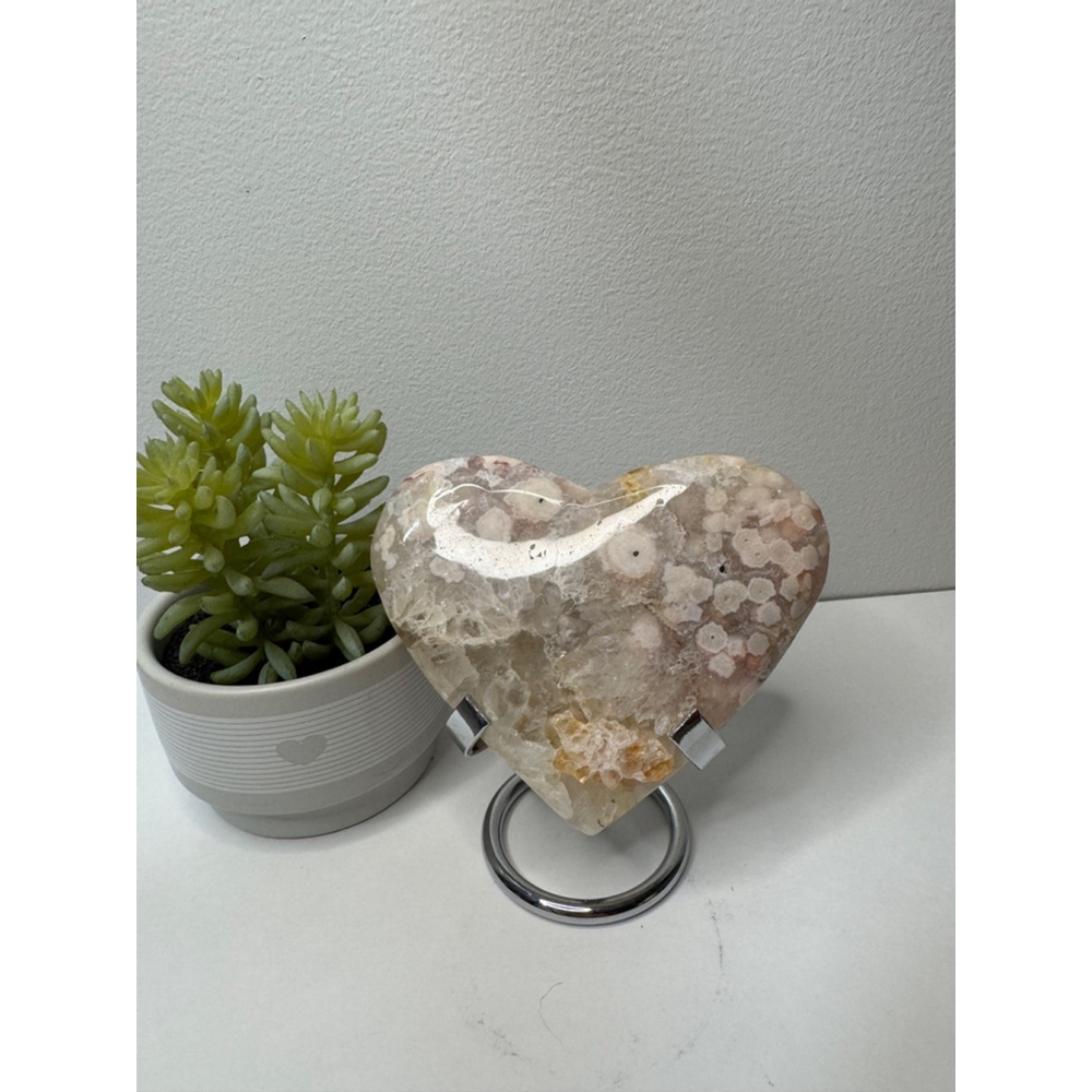 Pink Amethyst Flower Agate Heart